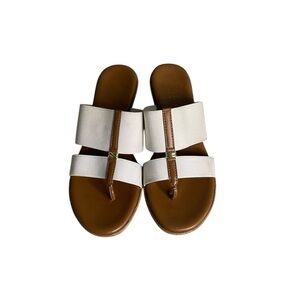 ITALIAN SHOEMAKERS SANDALS PLATFORM 2.5" WEDGES white straps